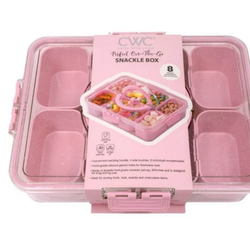 Cook with Color Sparkle Snack Box Food Storage Container Pink